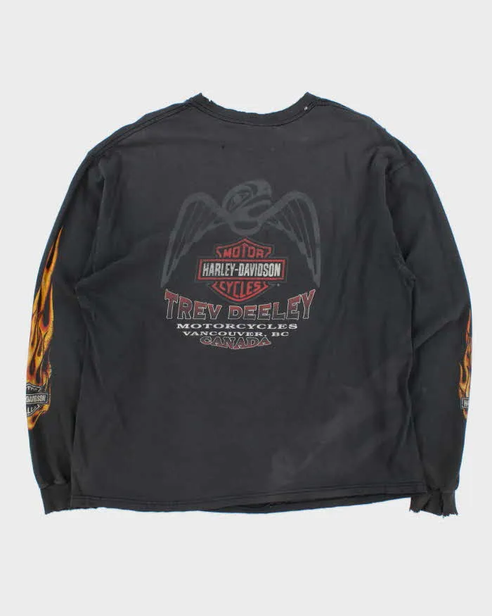 Vintage Y2K 00s Harley Davidson Trev Deeley Faded Flame Distressed Long Sleeve Crewneck T-Shirt - XL sold by Rokit product image thumbnail 2