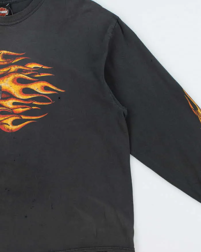 Vintage Y2K 00s Harley Davidson Trev Deeley Faded Flame Distressed Long Sleeve Crewneck T-Shirt - XL sold by Rokit product image thumbnail 3