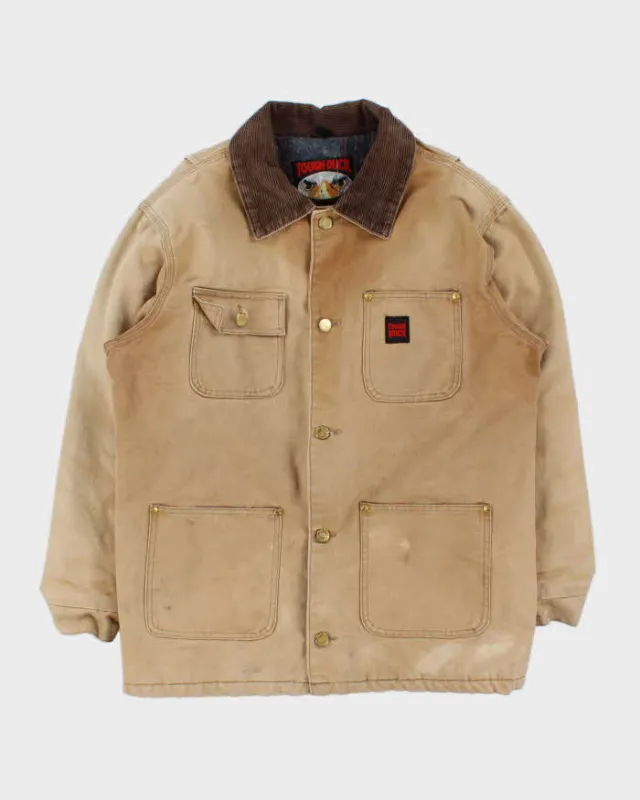 Vintage 1990s Tough Duck Blanket Lined Distressed Tan Workwear Jacket - S sold by Rokit