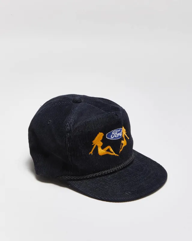 Vintage 1980s Ford Racing Corduroy Trucker Cap - OS made by Rokit