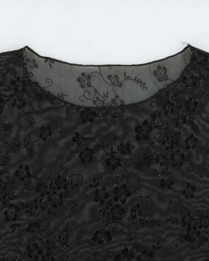 Vintage Y2k 00s Glitter Mesh Cap Sleeve Top - M sold by Rokit product image thumbnail 5