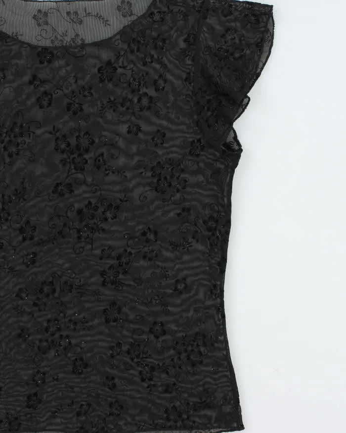 Vintage Y2k 00s Glitter Mesh Cap Sleeve Top - M sold by Rokit product image thumbnail 3