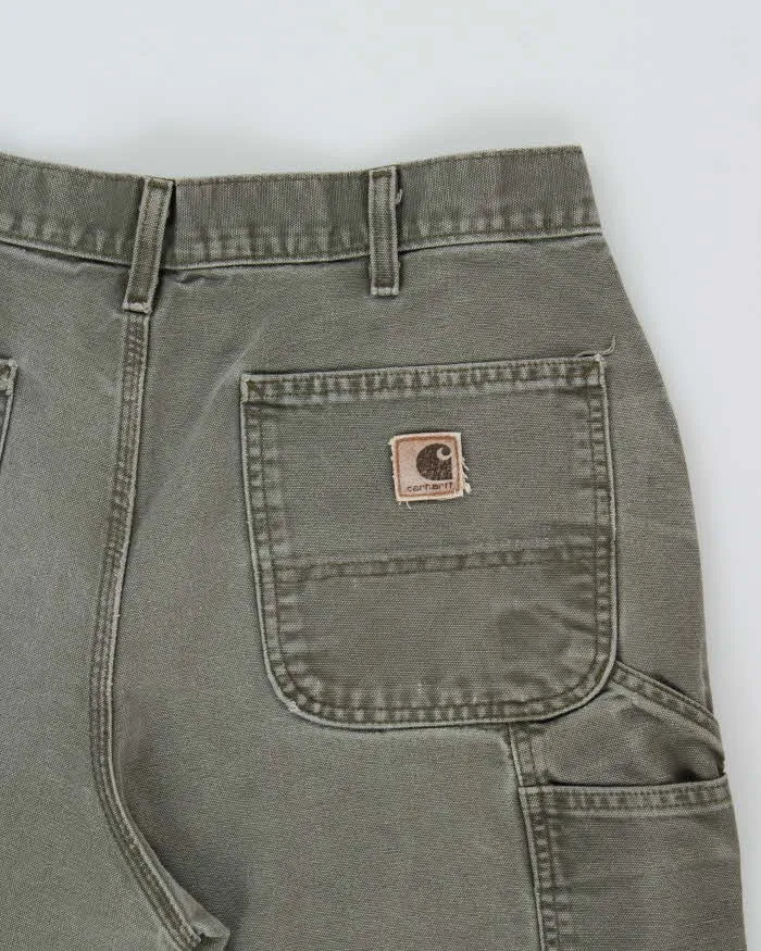 Vintage Y2K 00s Carhartt Khaki Dungaree Fit Wide Leg Distressed Workwear Trousers - W34 L32 sold by Rokit product image thumbnail 4