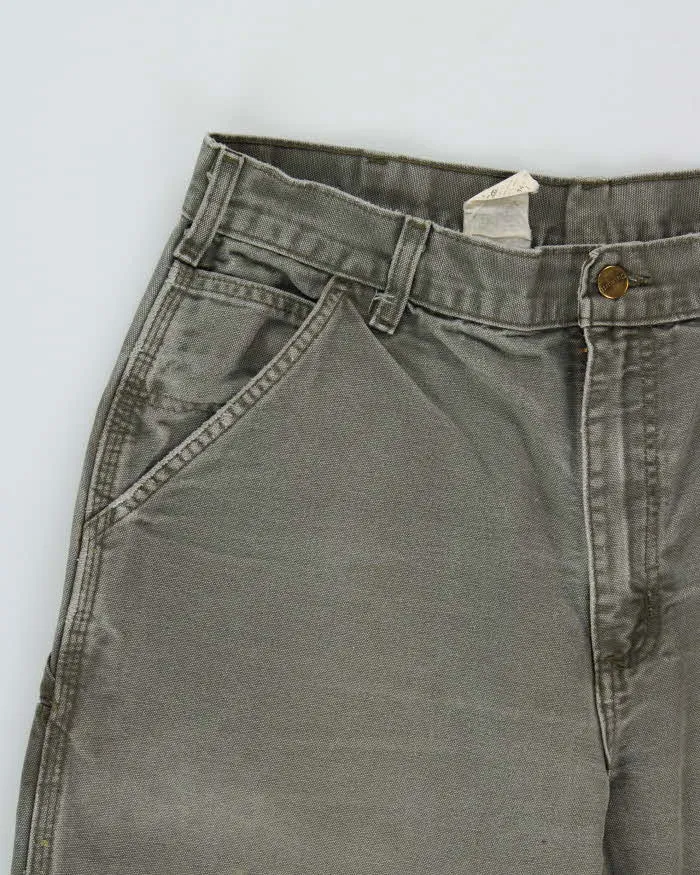 Vintage Y2K 00s Carhartt Khaki Dungaree Fit Wide Leg Distressed Workwear Trousers - W34 L32 sold by Rokit product image thumbnail 3