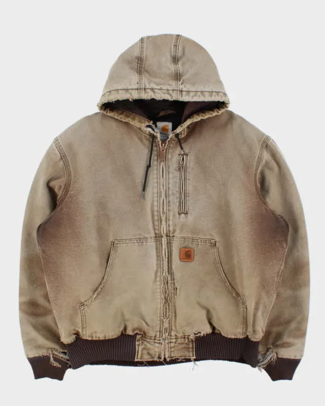 Vintage Carhartt Quilt Lined Active Distressed Hooded Workwear Jacket - L sold by Rokit