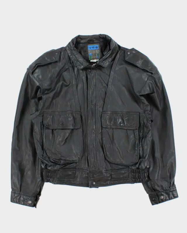 Vintage 1980s Y-E-S Linea Uomo Leather Bomber Jacket - M made by Rokit