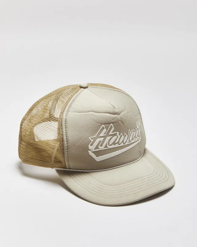 Vintage 1980s Hawaii Khaki Snapback Trucker Cap - OS made by Rokit