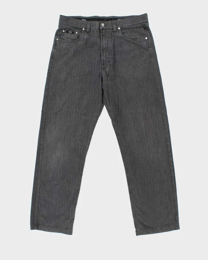 Vintage 1990s Hugo Boss Alabama Striped Straight Leg Trousers - W36 L31 sold by Rokit