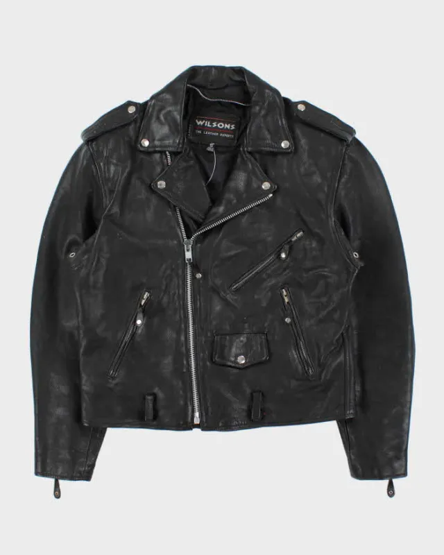 Vintage 1990s Wilsons Classic Leather Biker Jacket - M sold by Rokit