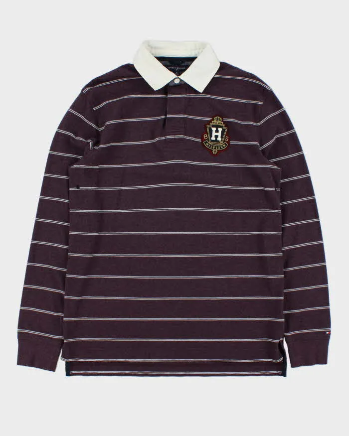 Vintage Y2K 00s Tommy Hilfiger Striped Long Sleeve Rugby Shirt - M sold by Rokit