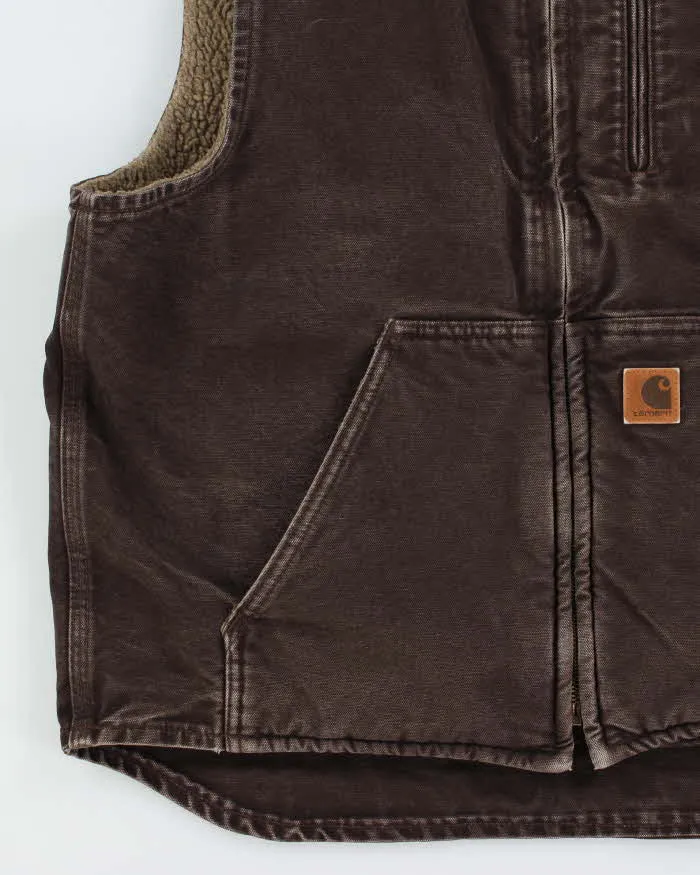 Vintage Carhartt V33 DKB Sherpa Lined Canvas Workwear Gilet - L sold by Rokit product image thumbnail 4