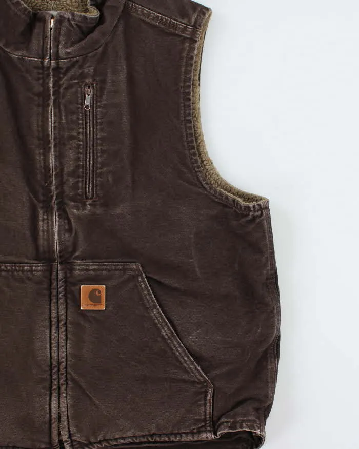 Vintage Carhartt V33 DKB Sherpa Lined Canvas Workwear Gilet - L sold by Rokit product image thumbnail 3