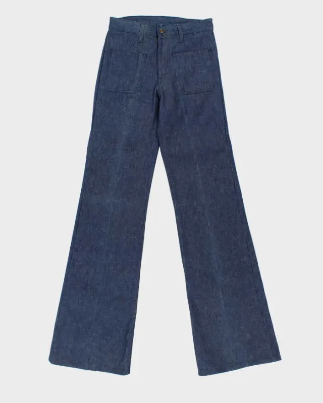 DSWT Vintage 1970s Levi's Shipmates Big E Raw Denim Women's High Waisted Flared Bell Bottom Jeans - W28 L37 made by Levi's