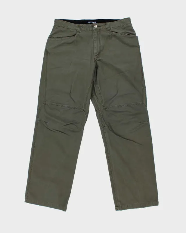 Vintage Arc'teryx Khaki Wide Leg Tech Trousers - W34 L32 made by Rokit