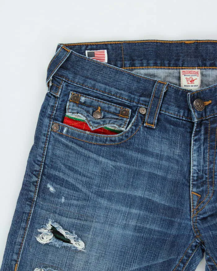Vintage True Religion Ricky Flap Navajo Patch Distressed Straight Leg Jeans - W36 L34 sold by Rokit product image thumbnail 4