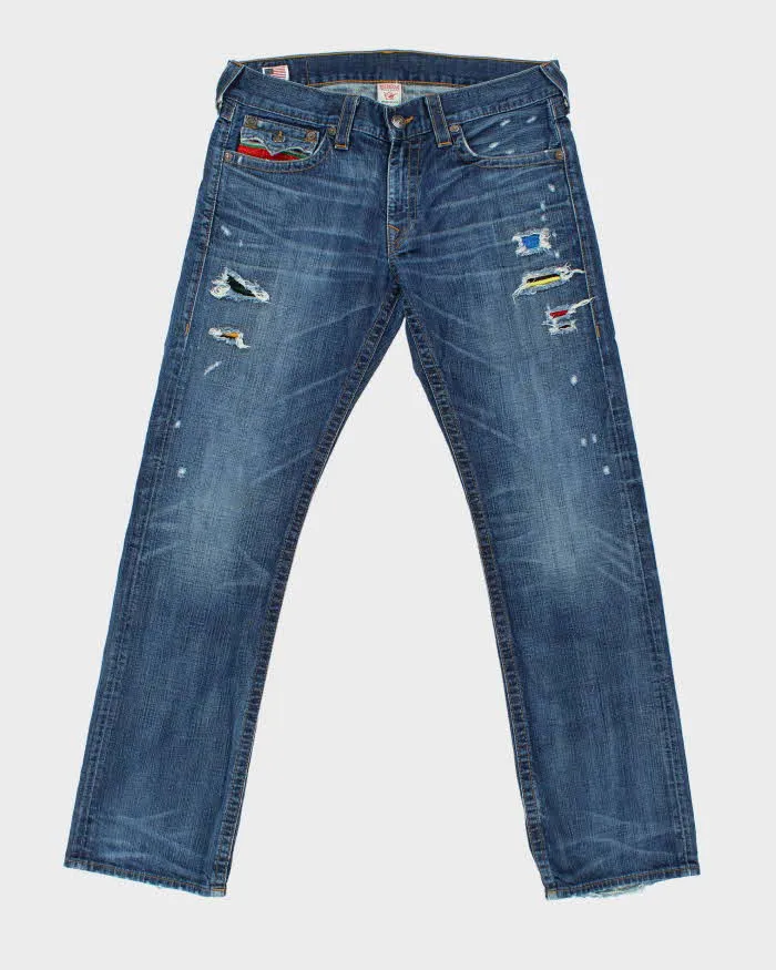 Vintage True Religion Ricky Flap Navajo Patch Distressed Straight Leg Jeans - W36 L34 sold by Rokit product image thumbnail 3