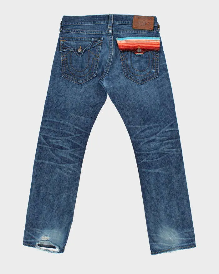 Vintage True Religion Ricky Flap Navajo Patch Distressed Straight Leg Jeans - W36 L34 sold by Rokit product image thumbnail 2