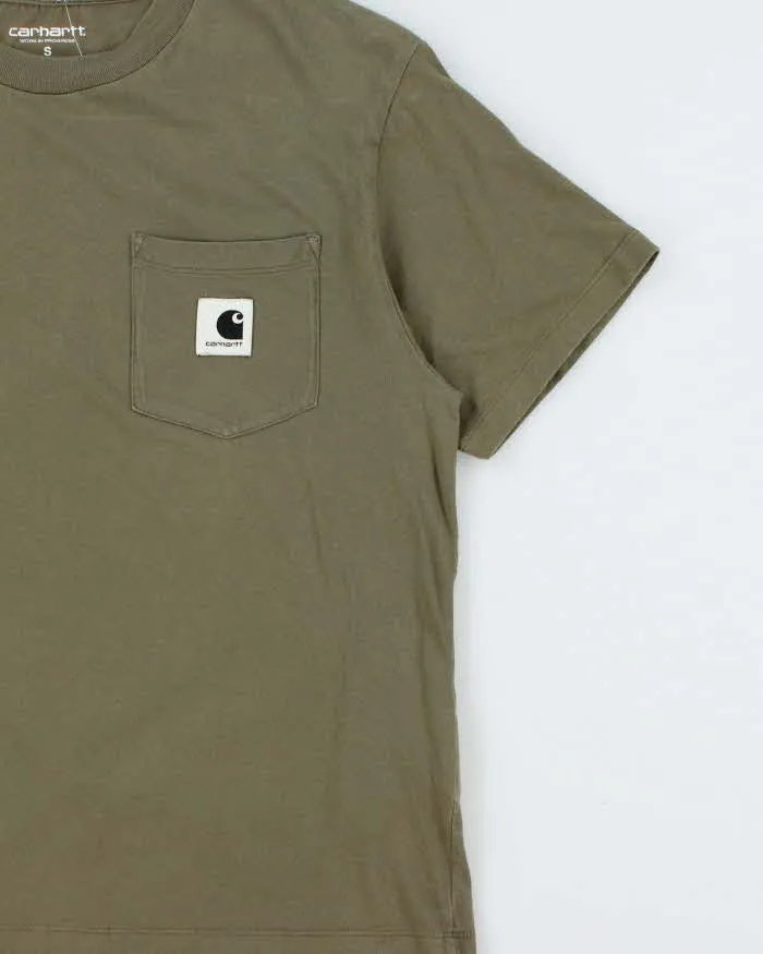 Vintage Carhartt Khaki Crewneck Pocket T-Shirt - S sold by Rokit product image thumbnail 3