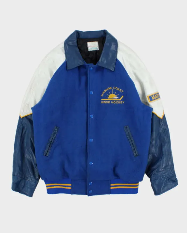 Vintage 1980s Sunshine Coast Hockey Team Wool Leather Varsity Bomber Jacket - L sold by Rokit