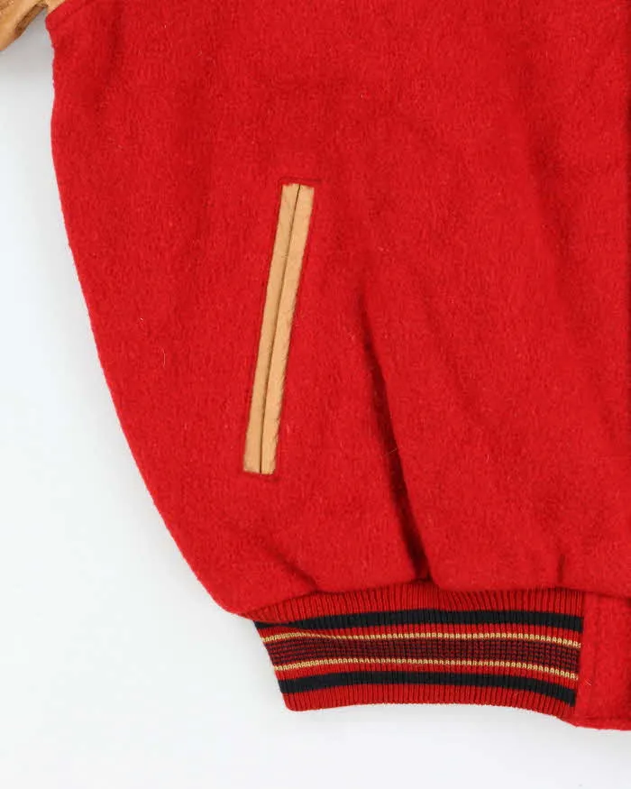 Vintage 1990s Batsu Japan B League Wool Leather Varsity Bomber Jacket - L sold by Rokit product image thumbnail 4