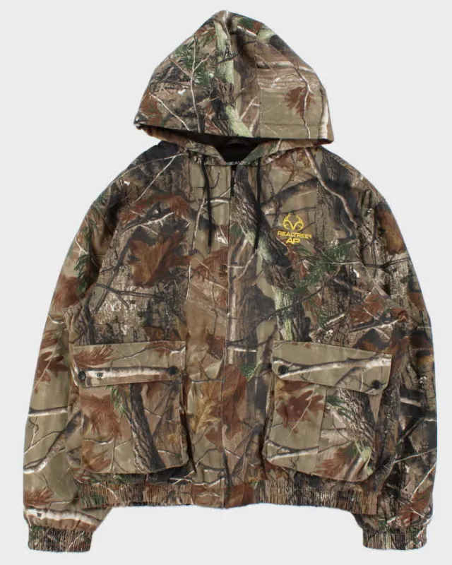 Vintage Y2K 00s Realtree AP Khaki Camouflage Quilt Lined Hooded Jacket - XL sold by Rokit