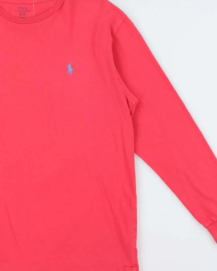 Vintage Polo Ralph Lauren Fuchsia Long Sleeve Crewneck T-Shirt - M sold by Rokit product image thumbnail 3