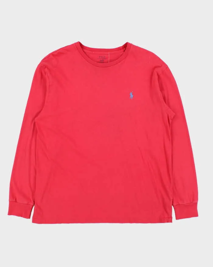 Vintage Polo Ralph Lauren Fuchsia Long Sleeve Crewneck T-Shirt - M sold by Rokit