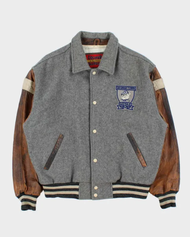 Vintage 1990s Cooper Collegiate George Town Hoyas Leather Wool Varsity Bomber Jacket - L sold by Rokit