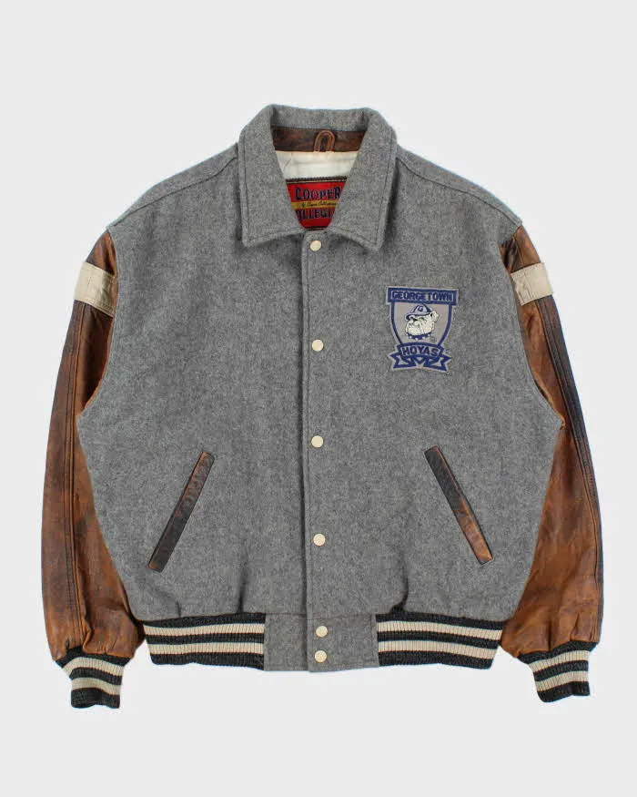 Vintage 1990s Cooper Collegiate George Town Hoyas Leather Wool Varsity Bomber Jacket - L sold by Rokit