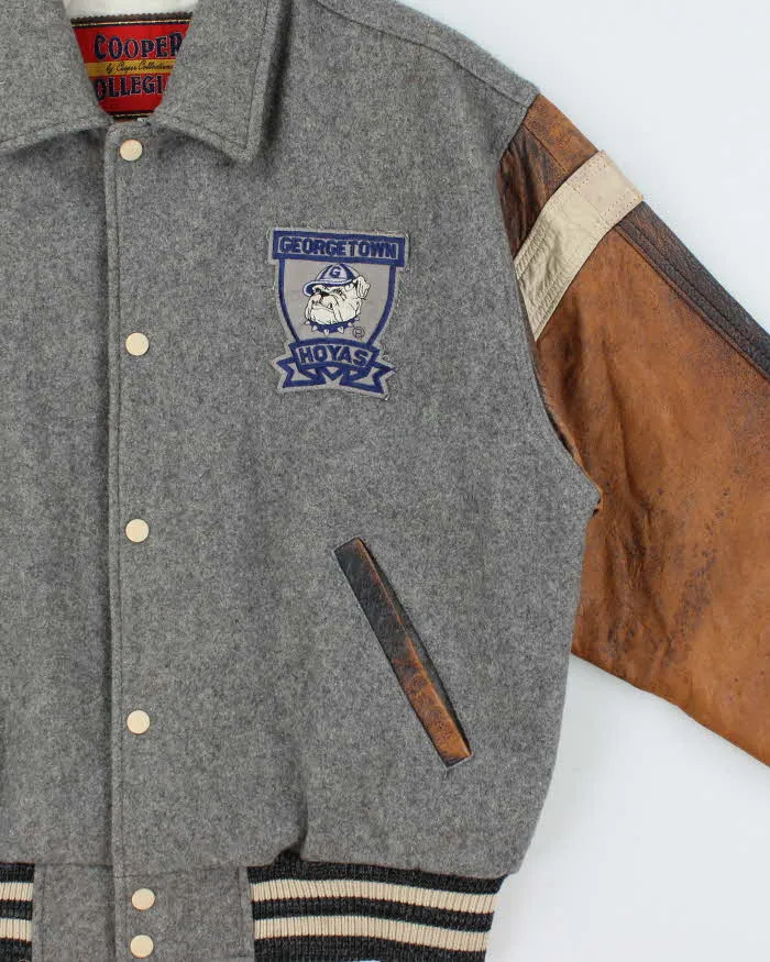 Vintage 1990s Cooper Collegiate George Town Hoyas Leather Wool Varsity Bomber Jacket - L sold by Rokit product image thumbnail 3