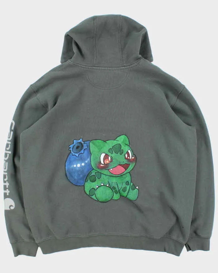 Vintage Carhartt Loose Fit Steel Teal 'Pokemon' Logo Pullover Hoodie - XL sold by Rokit product image thumbnail 2