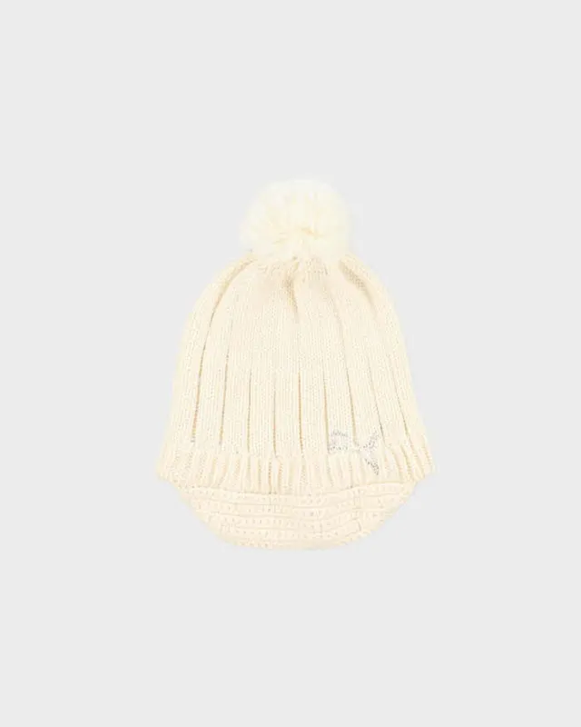 Vintage Y2K 00s Puma Diamante Cream Bobble Peaked Beanie - OS sold by Rokit