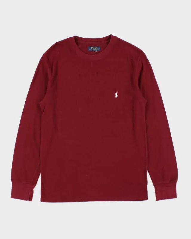 Vintage Polo Ralph Lauren Long Sleeve Crewneck Waffle T-Shirt - M made by Ralph Lauren