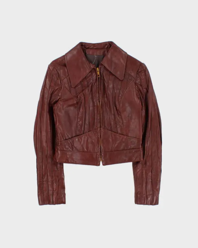 Vintage 1970s Mahogany Cropped Women's Leather Jacket - S sold by Rokit