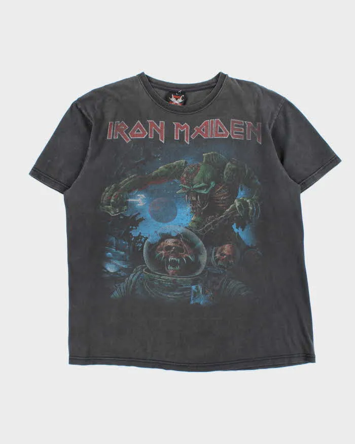 Vintage 1990s Hot Rock Iron Maiden Faded Black Crewneck T-Shirt - L sold by Rokit