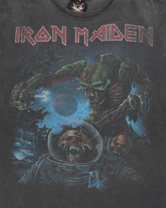 Vintage 1990s Hot Rock Iron Maiden Faded Black Crewneck T-Shirt - L sold by Rokit product image thumbnail 5