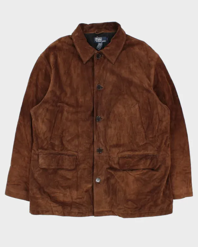 Vintage 1990s Polo Ralph Lauren Wool Lined Mid Length Suede Jacket - XL sold by Rokit