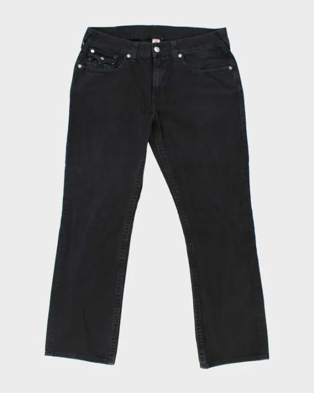 Vintage True Religion Straight Flap Black Denim Jeans - W38 L34 sold by Rokit