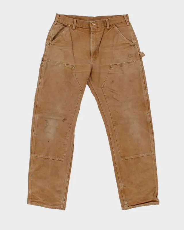Vintage Carhartt B01 Carpenter Double Knee Loose Fit Duck Canvas Distressed Workwear Trousers - W34 L32 sold by Rokit