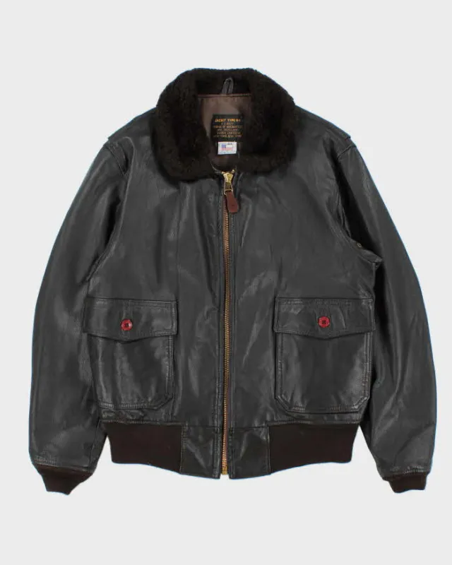 Vintage 1990s Avirex G-1 Made In USA Goatskin Leather Flight Bomber Jacket - XL sold by Rokit