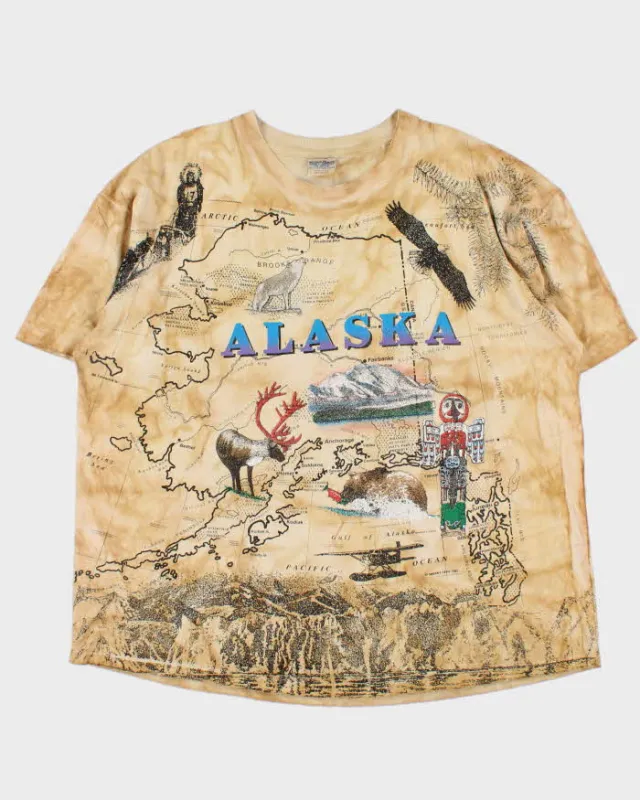 Vintage 1993 Gildan Heavyweight Made In USA Single Stitch Alaska Map Crewneck T-Shirt - XXL made by Rokit