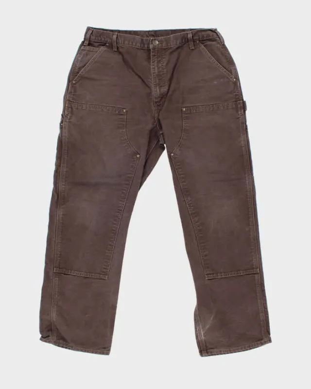 Vintage Carhartt B136 Washed Duck Double Knee Loose Fit Workwear Trousers - W38 L32 made by Carhartt