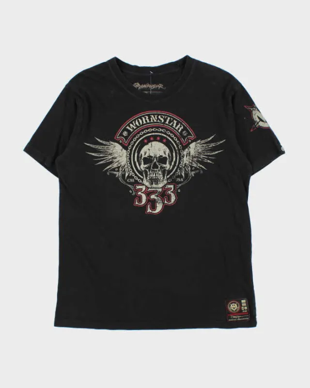 Vintage Y2K 00s Wornstar USA Crewneck Biker T-Shirt - L sold by Rokit