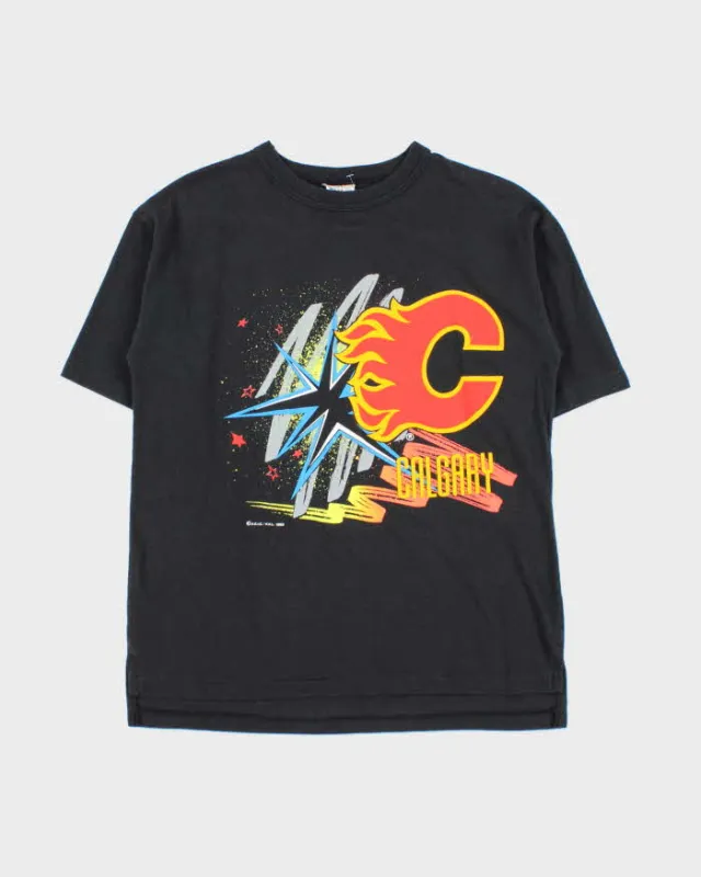 Vintage 1989 Calgary Flames NHL Single Stitch Crewneck T-Shirt - M sold by Rokit