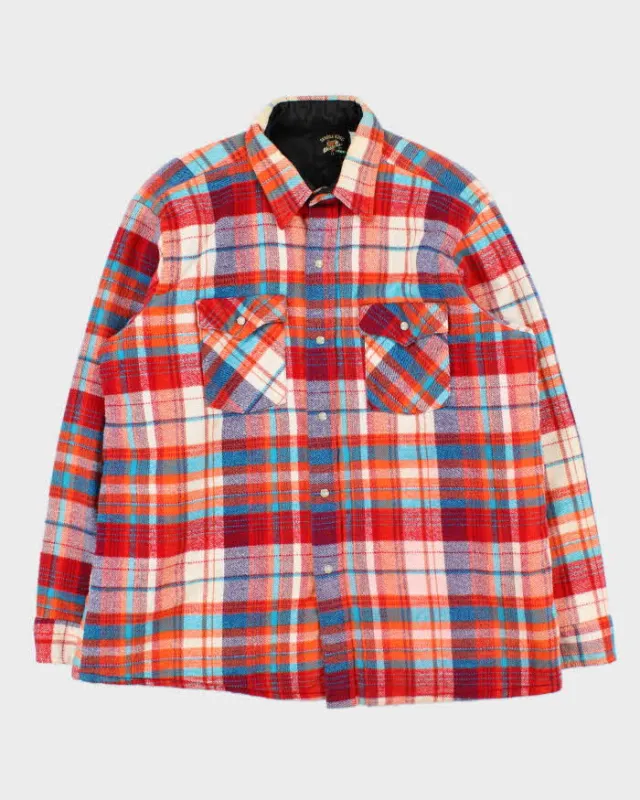 Vintage 1980s Saddle King Quilt Lined Western Snap Button Long Sleeve Flannel Shirt - L made by Rokit