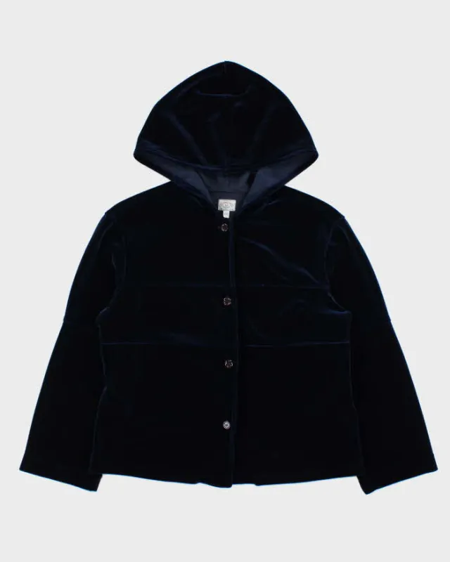 Vintage 90s Armani Jeans Velvet Button-up Hoodie - M sold by Rokit