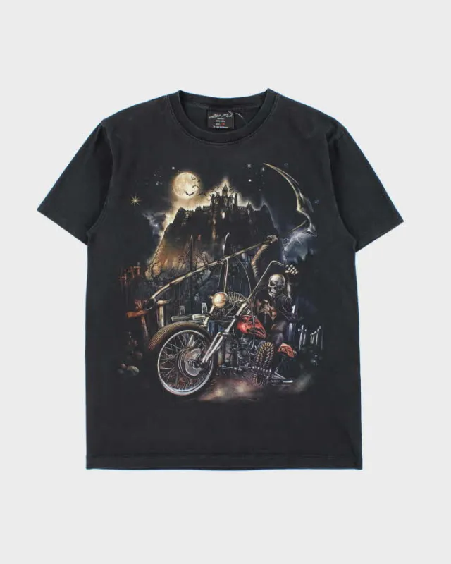 Vintage Y2K 00s Jays Rock Skeleton Biker Graphic Crewneck T-Shirt - M sold by Rokit