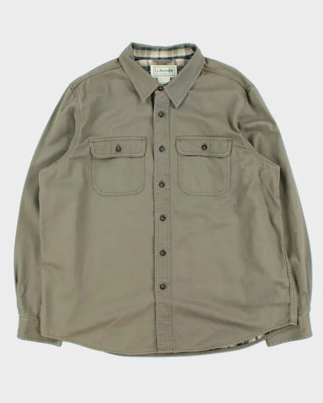 Vintage 00s L.L.Bean Khaki Blanket Lined Long Sleeve Workwear Shirt - XXL sold by Rokit