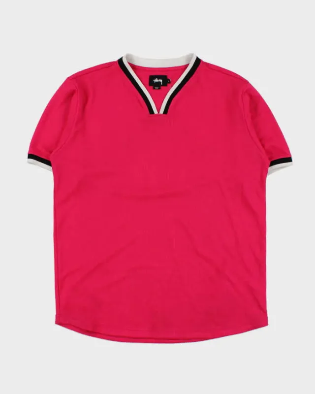 Vintage Stussy Hot Pink Repeat Logo Jersey - L sold by Rokit