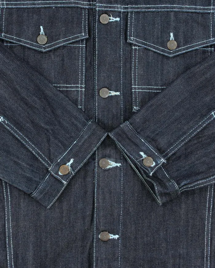 Vintage 1990s Oversized Contrast Stitch Raw Japanese Denim Jacket - L sold by Rokit product image thumbnail 5